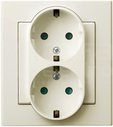 SONATA 2x2P+Z SCHUKO IP20 ecru Gniazdo podwójne z przesłonami styków