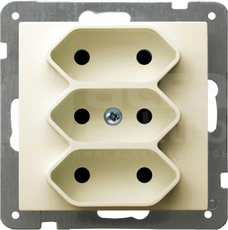 AS 3x2P 2,5A/250V IP20 ecru Gniazdo potrójne EURO