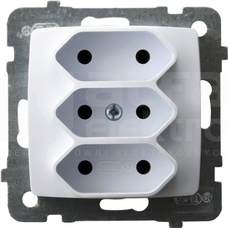 KARO 3x2P 2,5A/250V IP20 biały Gniazdo potrójne EURO