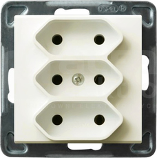 SONATA 3x2P 2,5A/250V IP20 ecru Gniazdo potrójne EURO