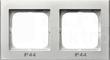 SONATA IP44 srebro mat Ramka podwójna do łączników