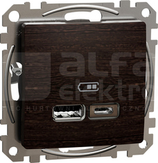 SEDNA ELEMENTS USB A+C 2,4A wenge Gniazdo ładowania