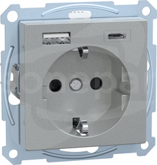 Merten MTN2367-0460 USB A+C 3A aluminiowe Gniazdo