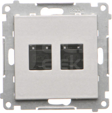 SIMON55 2xRJ45 kat.6 aluminium mat Gniazdo komputerowe podwójne