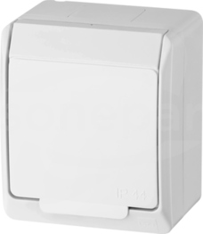 HERMES GNT-2P+Z biały/biały IP44 Gniazdo natynkowe z klapką