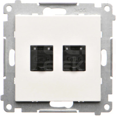 SIMON55 2xRJ45 kat.6 biały mat Gniazdo komputerowe podwójne