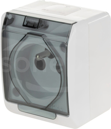 HERMES GNT-2P+Z biały/dymny IP44 Gniazdo natynkowe z klapką