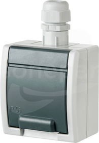 AQUANT GNT-2P+Z SCHUKO szary IP65 Gniazdo sieciowe natynkowe z klapką