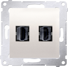 SIMON54 kremowy Gniazdo HDMI podwójne