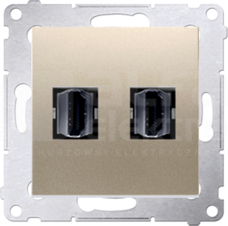 SIMON54 złoty mat Gniazdo HDMI podwójne