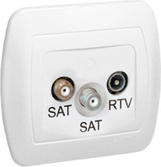 AKORD biały Gniazdo SAT-SAT-RTV
