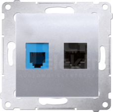 SIMON54 RJ45 kat.5e+RJ12 srebrny mat Gniazdo komputerowe/telefoniczne