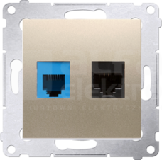 SIMON54 RJ45 kat.5e+RJ12 złoty mat Gniazdo komputerowe/telefoniczne