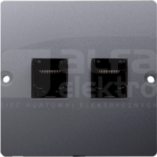 BASIC/M 2xRJ11 srebrny mat Gniazdo telefoniczne