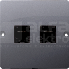 BASIC/M 2xRJ12 srebrny mat Gniazdo telefoniczne