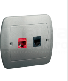 AKORD 1xRJ45+1xRJ11 aluminium Gniazdo komputerowe/telefoniczne