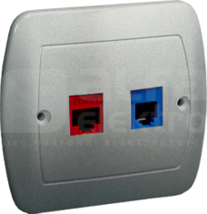 AKORD 1xRJ45+1xRJ12 aluminium Gniazdo komputerowe/telefoniczne