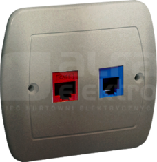Akord RJ12+RJ45 satynowy Gniazdo komputerowe/telefoniczne