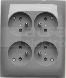 AQUACLICK 16A 250V 4x2P+Z IP20 ciemnoszary Gniazdo wtyczkowe poczwórne