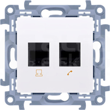 SIMON10 1xRJ45 kat.6+1xRJ12 biały Gniazdo komputerowe/telefoniczne