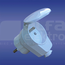 AWA-WGB 2P+Z 16A 250V IP44 Wtyczka kątowa+gniazdo