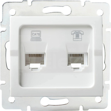 LOGI 02-1440-002 biały Gniazdo komp.-telefon.RJ45 kat6+RJ11