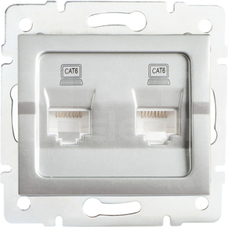 LOGI 02-1420-043 srebrny Gniazdo komp.2x niezal.2xRJ45 kat6 Jack