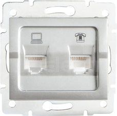 LOGI 02-1430-043 srebrny Gniazdo komp.-telefon.RJ45 kat5e+RJ11