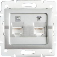LOGI 02-1440-043 srebrny Gniazdo komp.-telefon.RJ45 kat6+RJ11