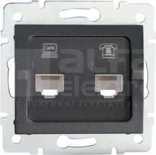 LOGI 02-1440-041 grafit Gniazdo komp.-telefon.RJ45 kat6+RJ11