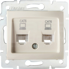 DOMO 01-1420-003 kremowy Gniazdo komp.2x niezal.2xRJ45 kat6 Jack