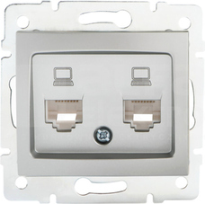 DOMO 01-1410-043 srebrny Gniazdo komp.2x niezal.2xRJ45 kat5e Jack