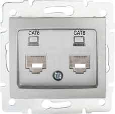 DOMO 01-1420-043 srebrny Gniazdo komp.2x niezal.2xRJ45 kat6 Jack