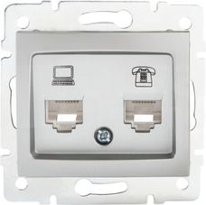 DOMO 01-1430-043 srebrny Gniazdo komp.2x niezal.2xRJ45 kat6 Jack