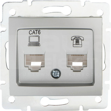 DOMO 01-1440-043 srebrny Gniazdo komp.-telefon.RJ45 kat6+RJ11