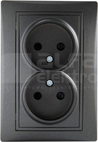 DOMO 01-1280-141 grafit Gniazdo 2x bez uziem.komplet.