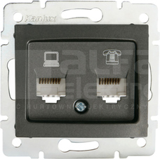 DOMO 01-1430-041 grafit Gniazdo komp.2x niezal.2xRJ45 kat6 Jack