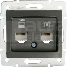 DOMO 01-1440-041 grafit Gniazdo komp.-telefon.RJ45 kat6+RJ11