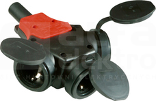 TAURUS 16A 3xSCHUKO IP44 Rozdzielacz gniazdowy gumowy