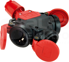 TAURUS 16A 3xSCHUKO IP44 Rozdzielacz gniazdowy gumowy