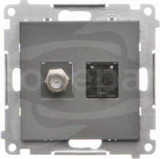 SIMON55 grafitowy mat Gniazdo antenowe typu F+RJ45 kat.6