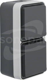 W.1 SCHUKO 2x2P+Z IP55 szary Gniazdo podwójne pionowe kompletne