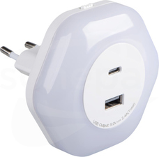 BOLA LED 2XUSB A/C 4lm 3000K biały Lampka wtykowa LED