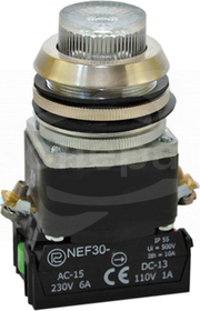 NEF30-WLb X/24V bezb. Przycisk wystaj.podświetlany