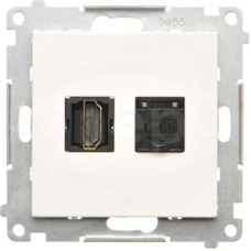SIMON 55 biały mat Gniazdo HDMI + RJ45