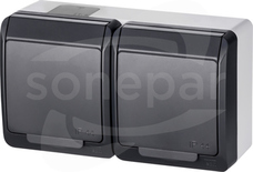 HERMES GNT-2x2P+Z biały/antracyt IP44 Gniazdo natynkowe z klapką