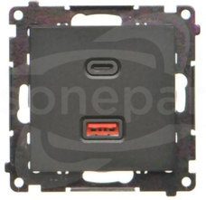 SIMON55 czarny mat C+A 30W Ładowarka USB podwójna