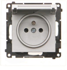 SIMON55 2P+Z 16A do wersji IP44 aluminium mat Gniazdo wtyczkowe klapka w kolorze pokrywy z uszczelką