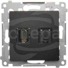 SIMON54 czarny mat Gniazdo HDMI/RJ45 kat 6