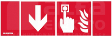 PIKTOGRAM 100x300 Piktogram Alarm PPOZ,STRZ.W DÓŁ,LEWO